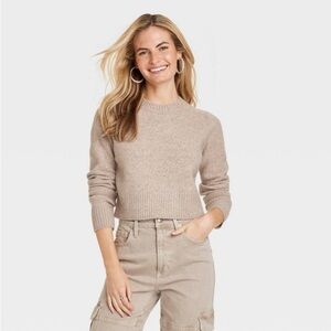 Women's Crew Neck Cashmere-Like
Pullover Sweater - Universal Thread™ Tan